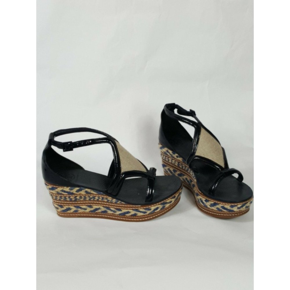 Tory Burch Sz 8.5M  Leather Wedge Tribal Platform